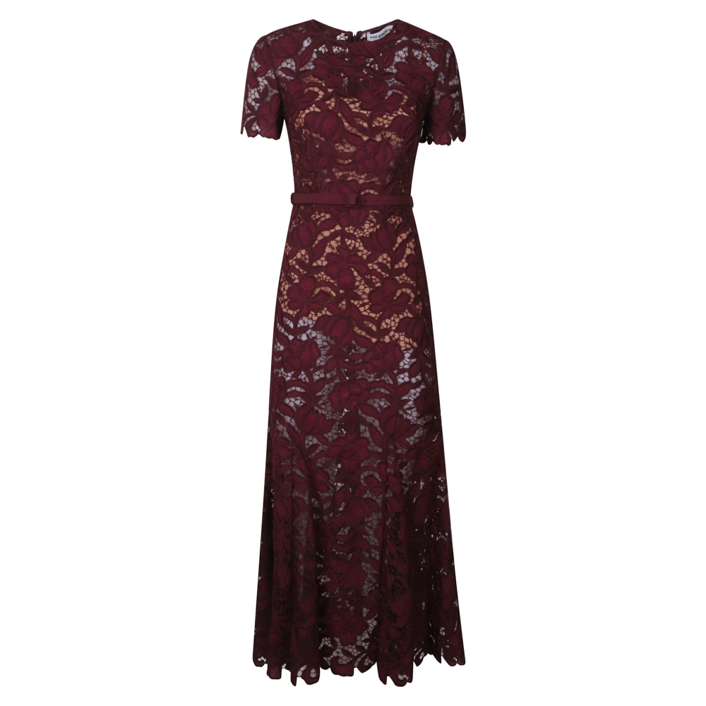 Self Portrait Brown Lace Midi Dress - Female - Midi Dresses - Xs - Dresses