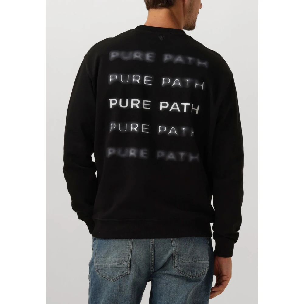 Pure Path Zwarte Crewneck Sweater Casual Stijl Black Heren