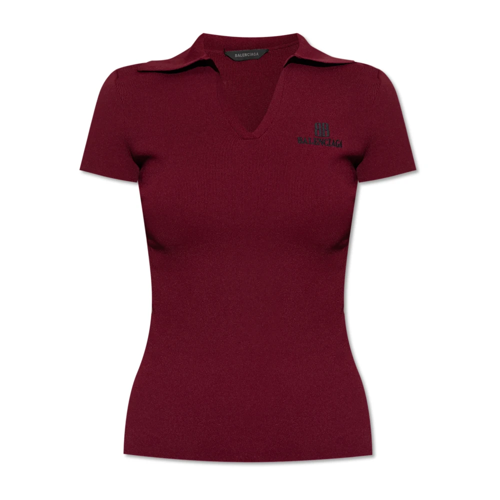 Balenciaga Röd Polo Med Broderad Logotyp