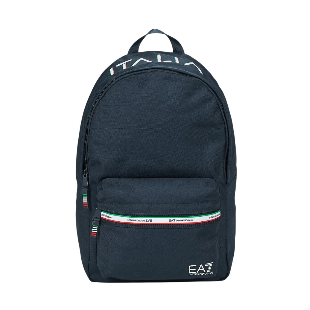 Emporio Armani Ea7 Unisex Blauw Tassen One Size, Polyester, Striped Logo Backpack