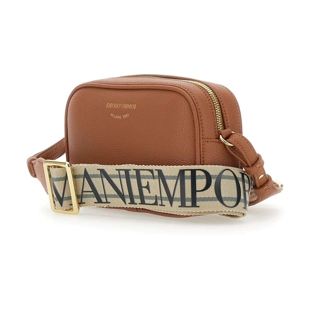 Emporio Armani Vegan leren cameratas met hertenprint Brown Dames