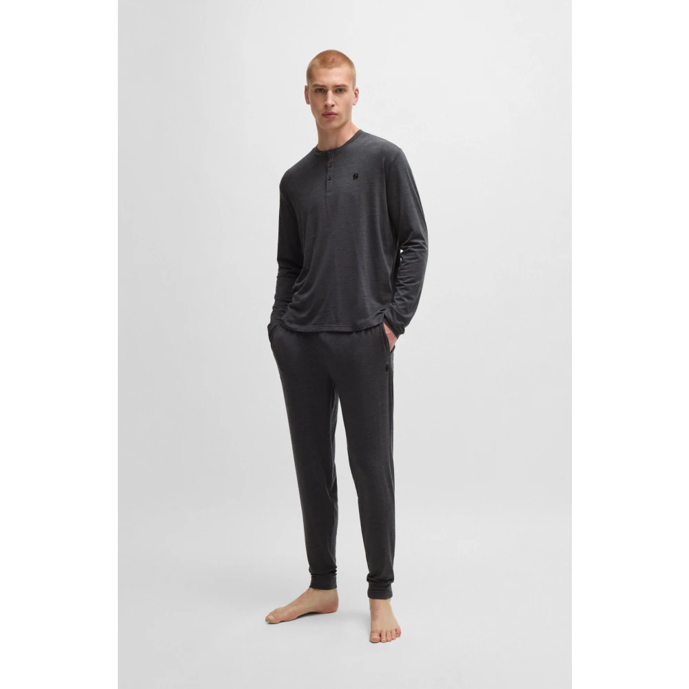 Hugo Boss Merino Long Set Grey Nachtmode Gray Heren
