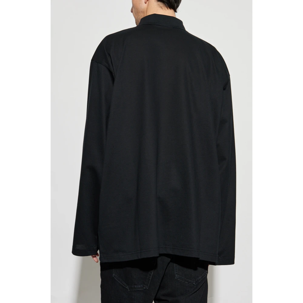Balenciaga Katoenen polo met lange mouwen Black Heren