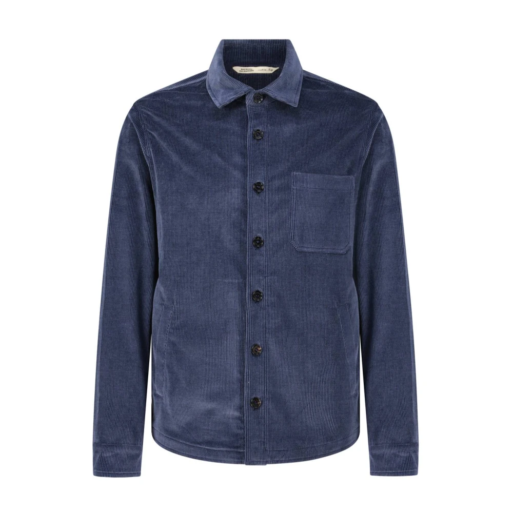 Maurizio Baldassari Corduroy overhemdjasje met kasjmier Blue Heren