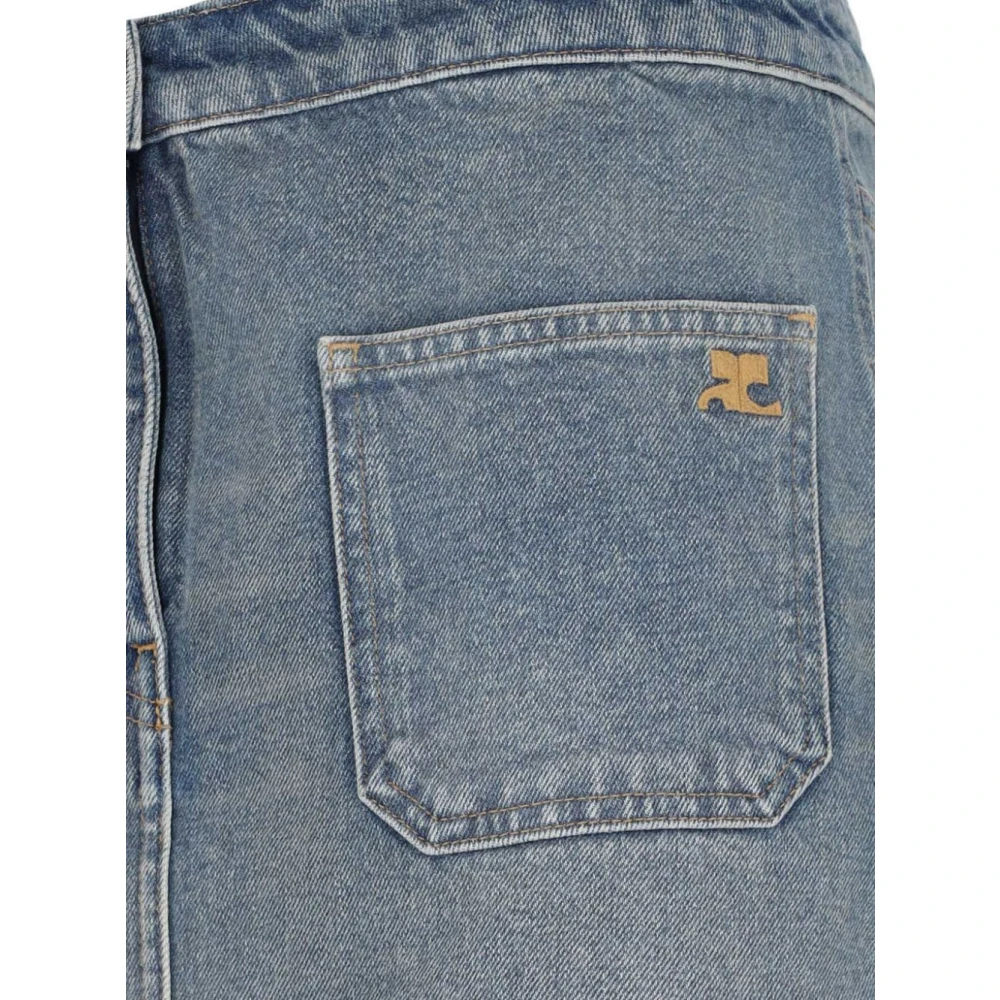 Courrèges Geborduurde Logo Katoenen Rok Blue Dames