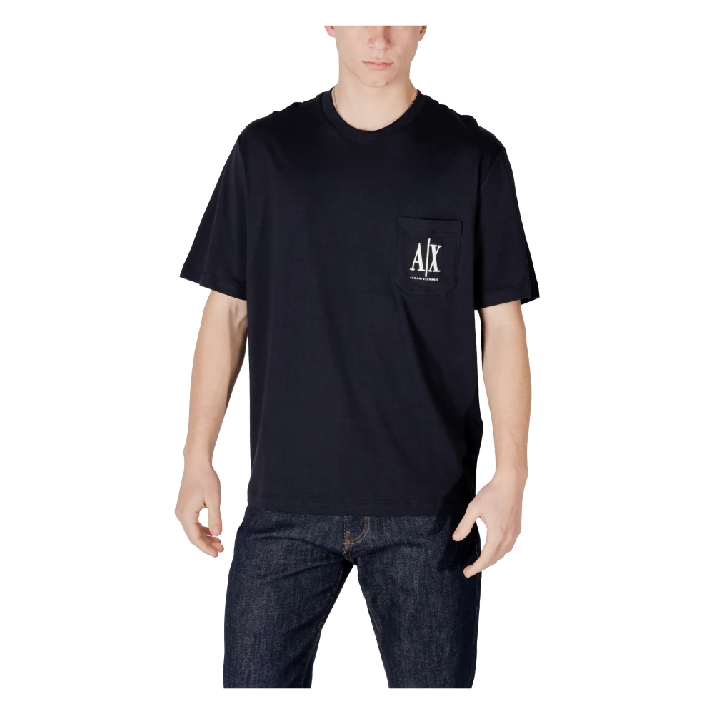 Armani Exchange Men's Blue Cotton Pocket T-Shirt