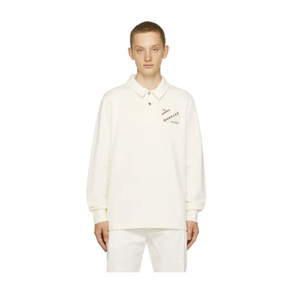 Moncler Rugby Polo Langemouw Sweat Kwaliteit White Heren