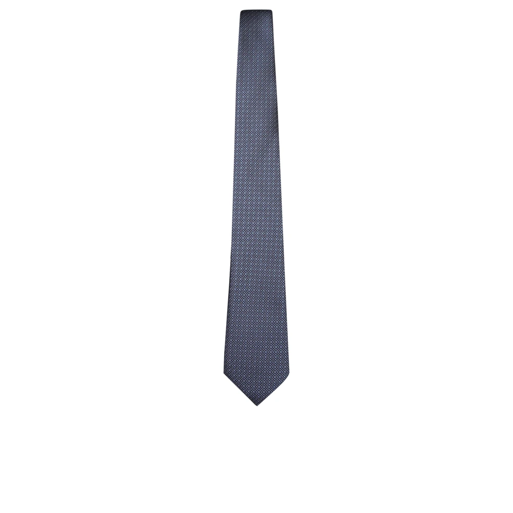 Canali Elegante Blauwe Zijden Geometrisch Patroon Stropdas Blue Heren