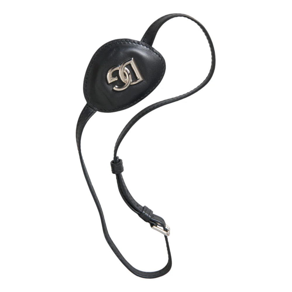 Dolce & Gabbana Metalen Logo Leren Ooglapje Black Dames