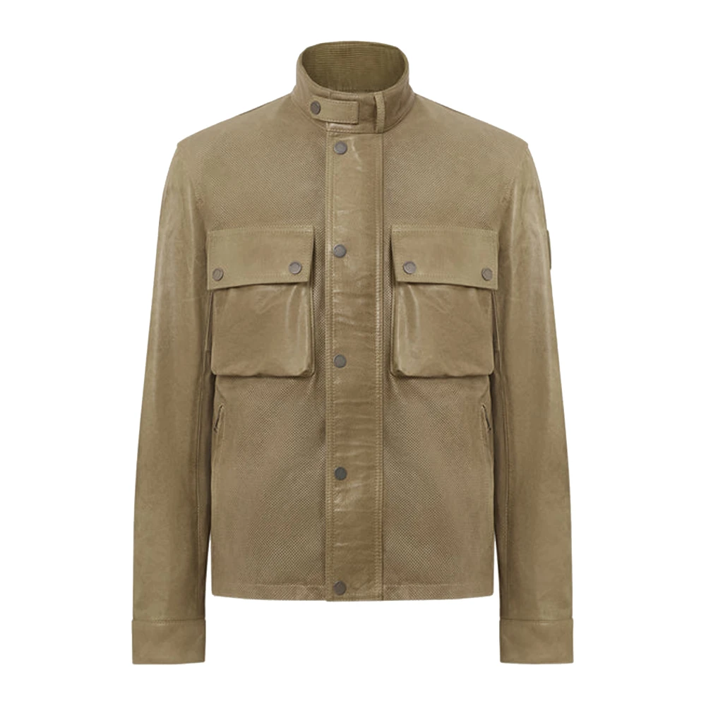Belstaff Men's Beige Leather Jackets, Xl, Racemaster Air Jacket