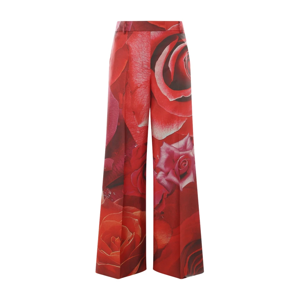 Roberto Cavalli Rode Palazzo Broek Garden Rose Print Red Dames