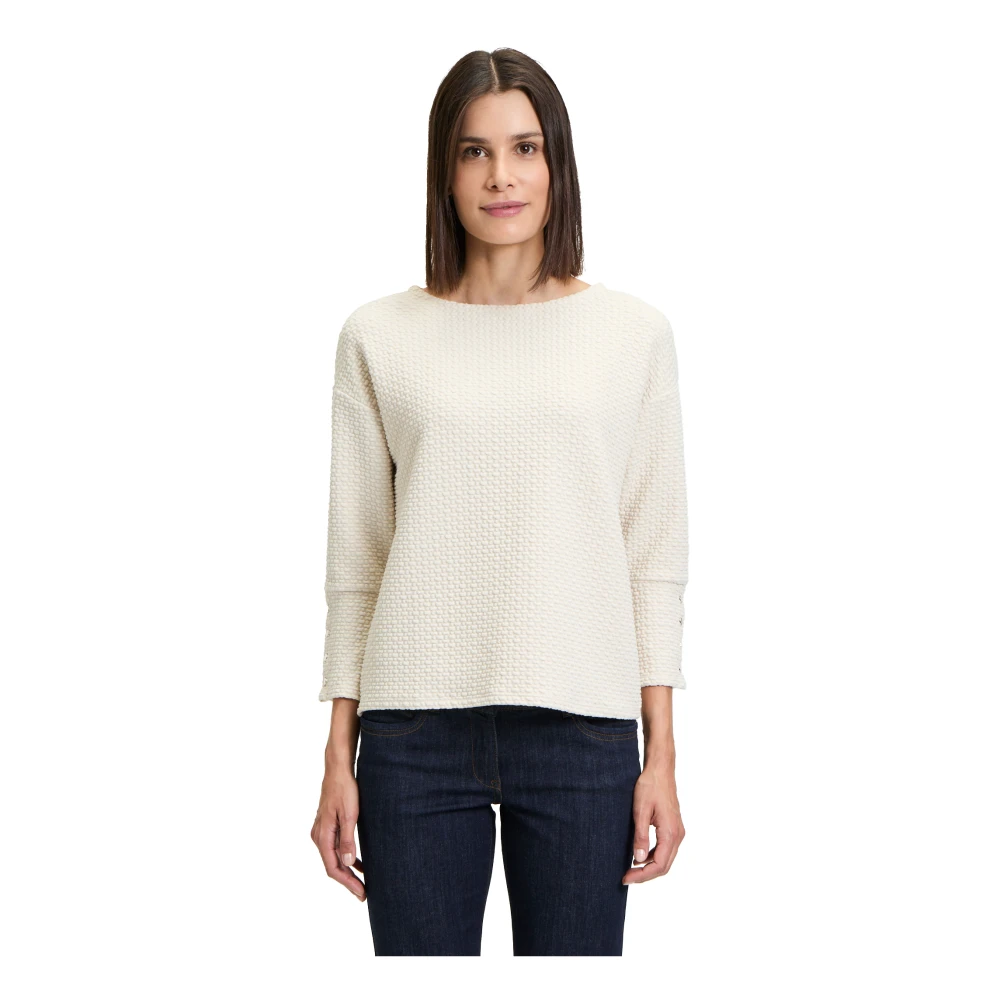 Betty Barclay Casual Oversized Sweatshirt met 3 4 Mouwen Beige Dames