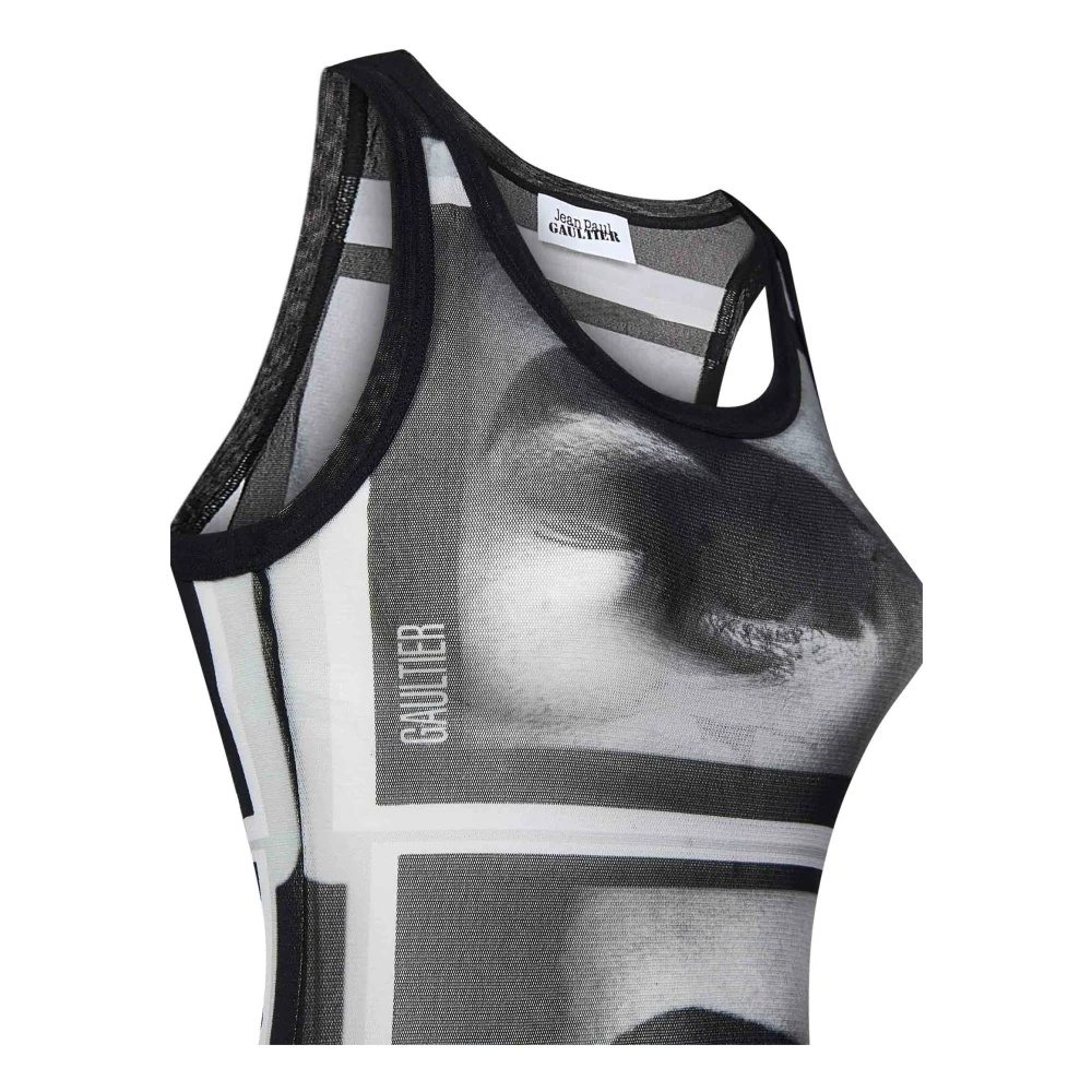Jean Paul Gaultier Zwart Ogen en Lippen Print Tank Top Black Dames