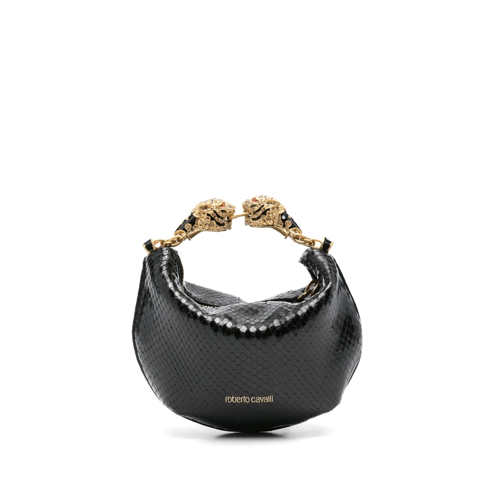 Roberto Cavalli Zwarte Tas met Logo Print en Top Handvat Black Dames