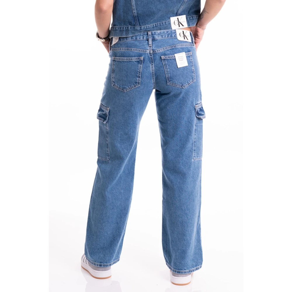 Calvin Klein Jeans Laaghangende Baggy Cargo Jeans voor Dames Blue Dames