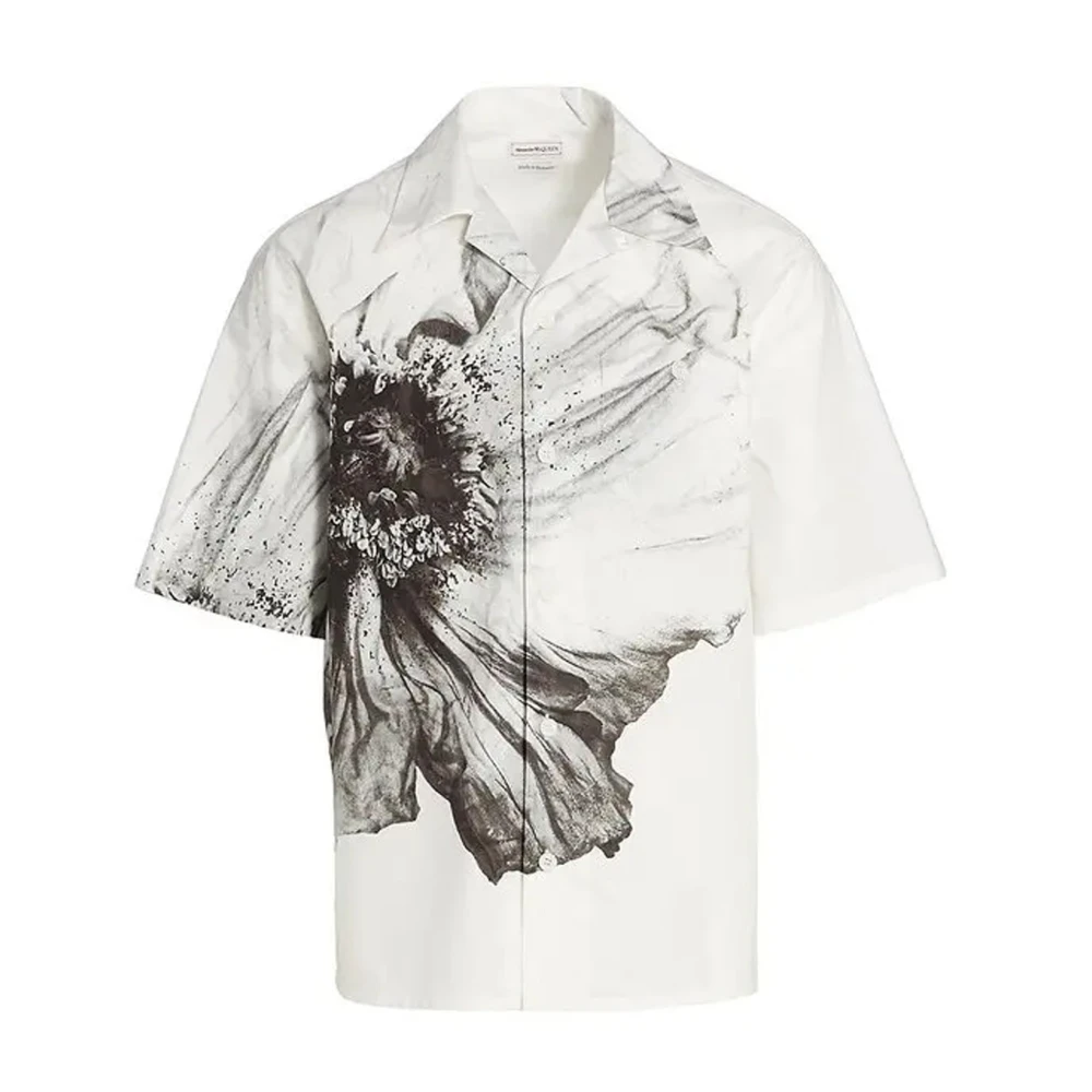 Alexander McQueen Kortärmad skjorta med knappstängning fram White, Herr