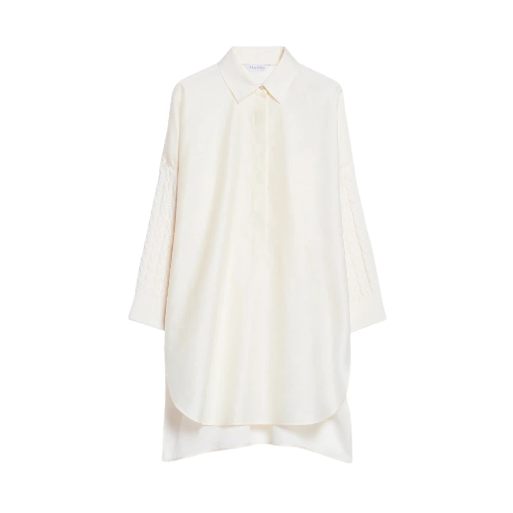 Max Mara Stijlvolle Oversized Shirt met Gebreide Mouwen White Dames