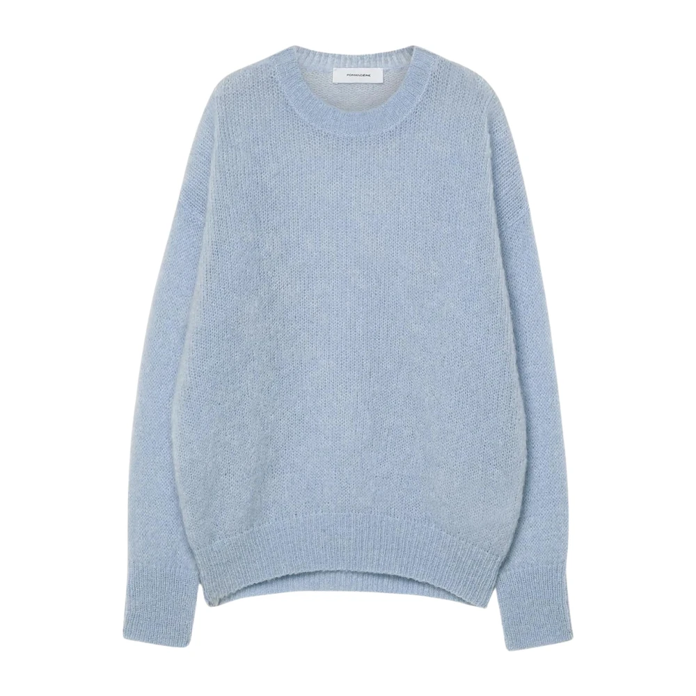 Pomandère Women's Blue Superkid Mohair Sweater Soft Luxury Winter
