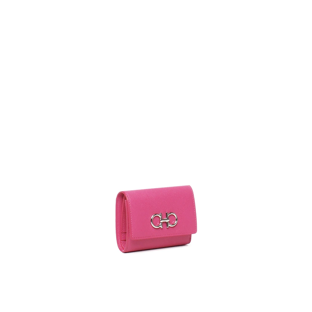 Salvatore Ferragamo Roze Leren Portemonnee met Ritsportemonnee Pink Dames