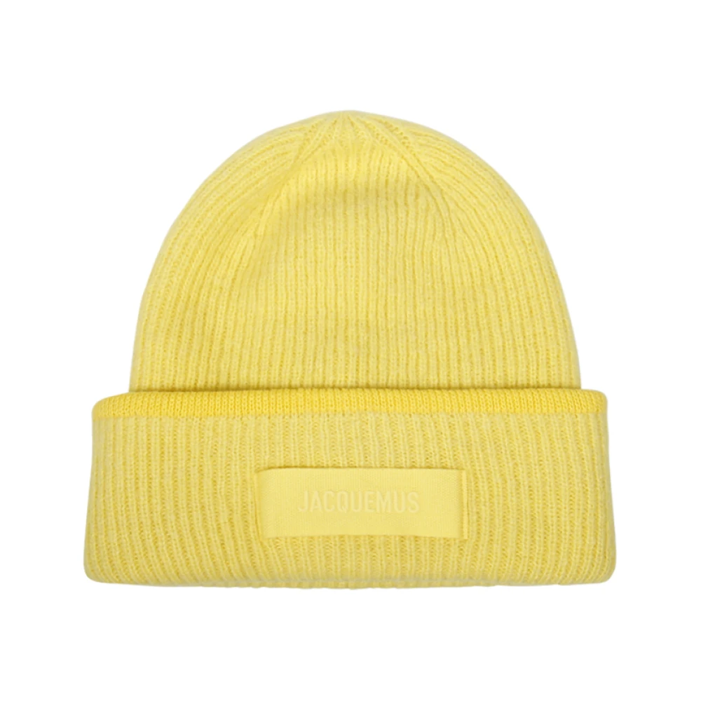 Jacquemus Gele Wollen Blend Beanie Hoed Yellow Unisex