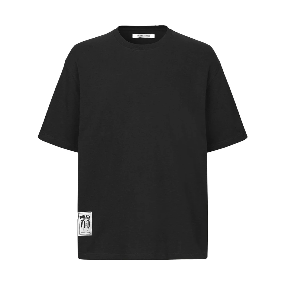Samsøe Biologisch Jersey T-shirt met Print Black Heren