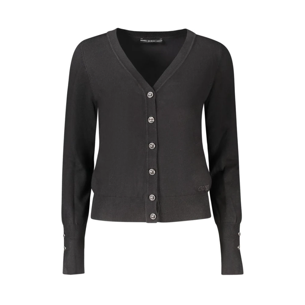 Guess Women's Black Viscose Cardigan With Rhinestone Embellishments - Cardigans - M - Knitwear