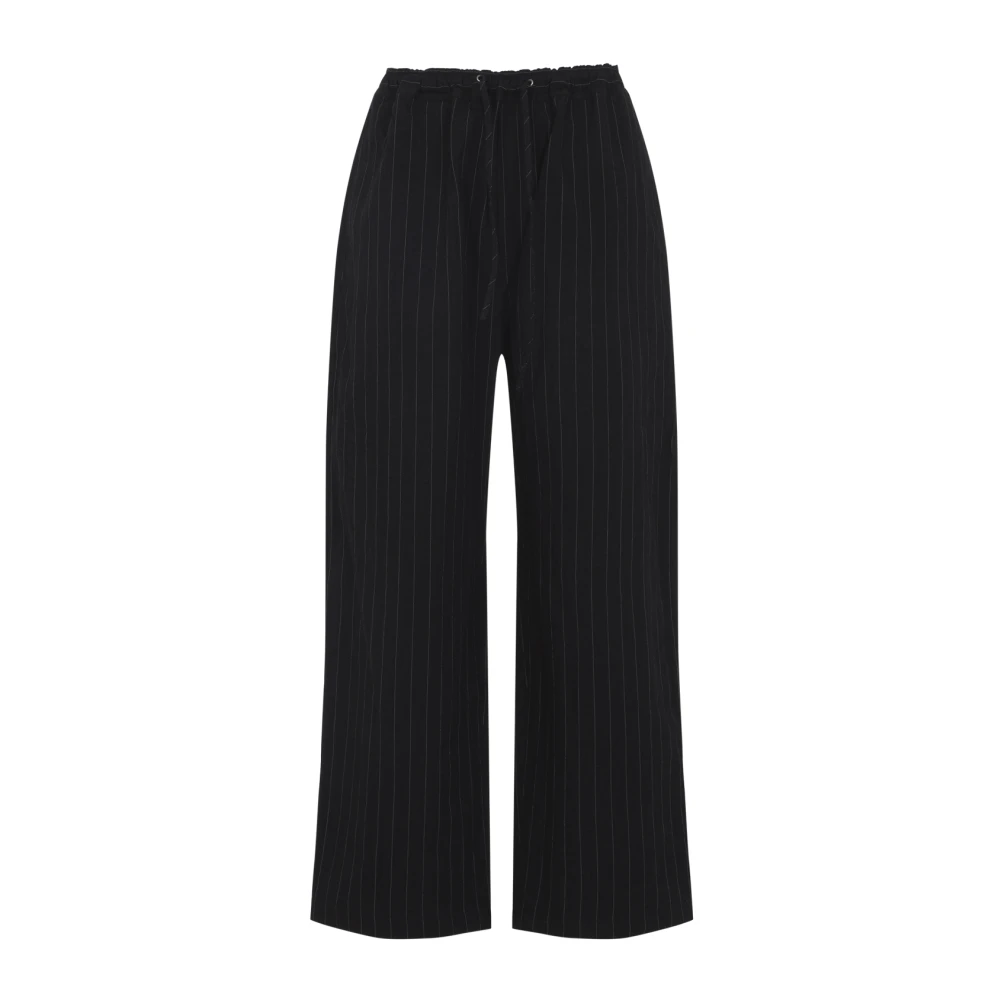 Studio Nicholson Men's Black Wide Trousers, S, Sonny Drawstring Trousers
