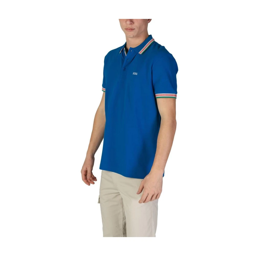 Hugo Boss Blauw Katoenen Polo Shirt Korte Mouw Blue Heren