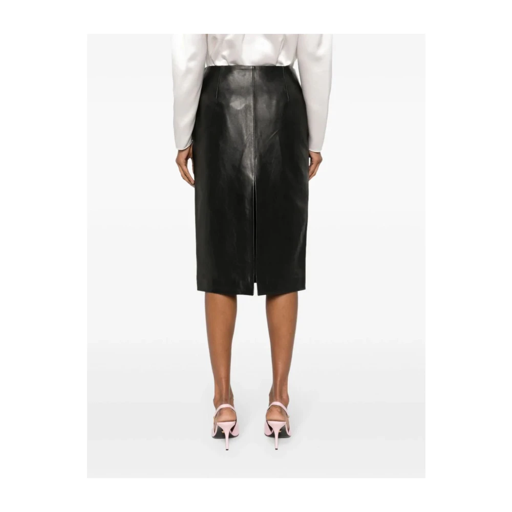 Magda Butrym Zwarte Leren Rok Black Dames
