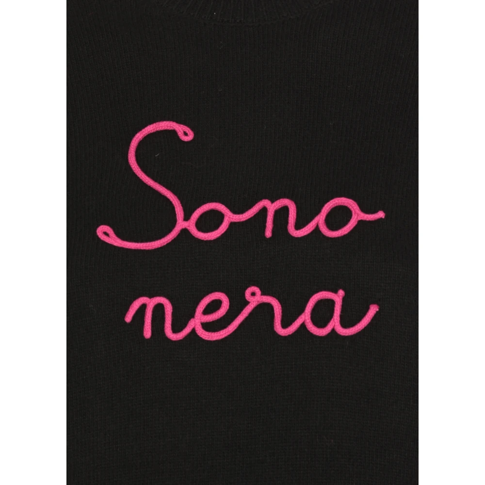 Saint Barth Zwarte Crew Neck Sweater met Nera Borduurwerk Black Dames