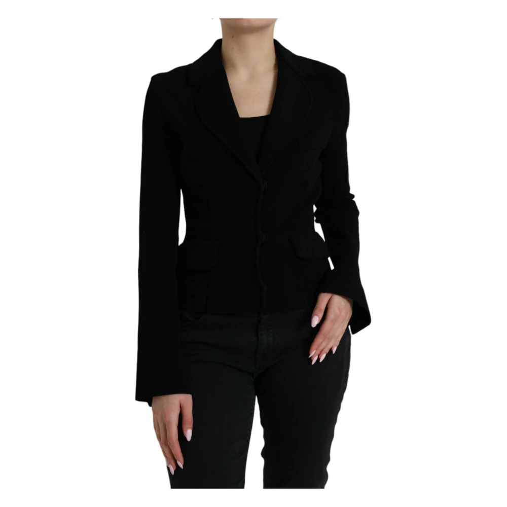 Dolce & Gabbana Luxe Zwarte Designer Blazer Elegant Stijl Black Dames