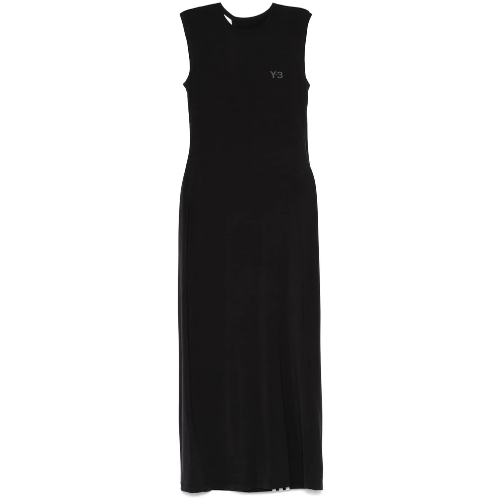 Y-3 Zwarte Jurk met Logo Print en Cape-inzet Black Dames