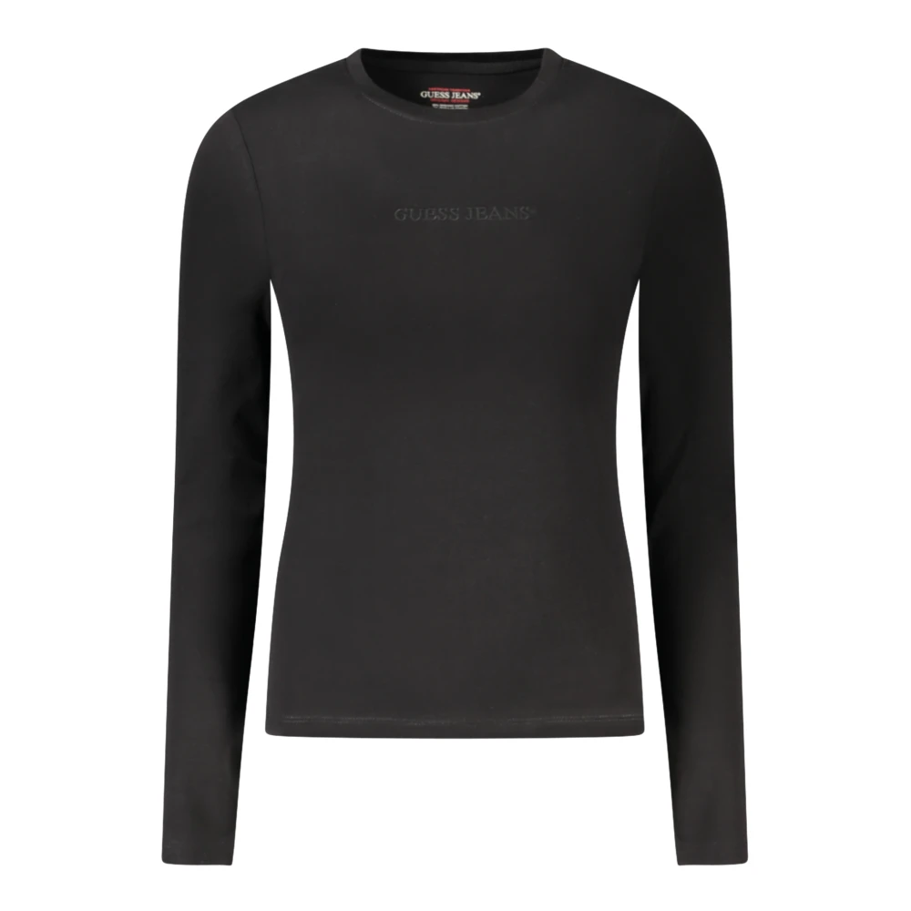 Guess Women's Black Slim Embroidered Long-Sleeve Tee - Long Sleeve T-Shirts - Xl - Tops