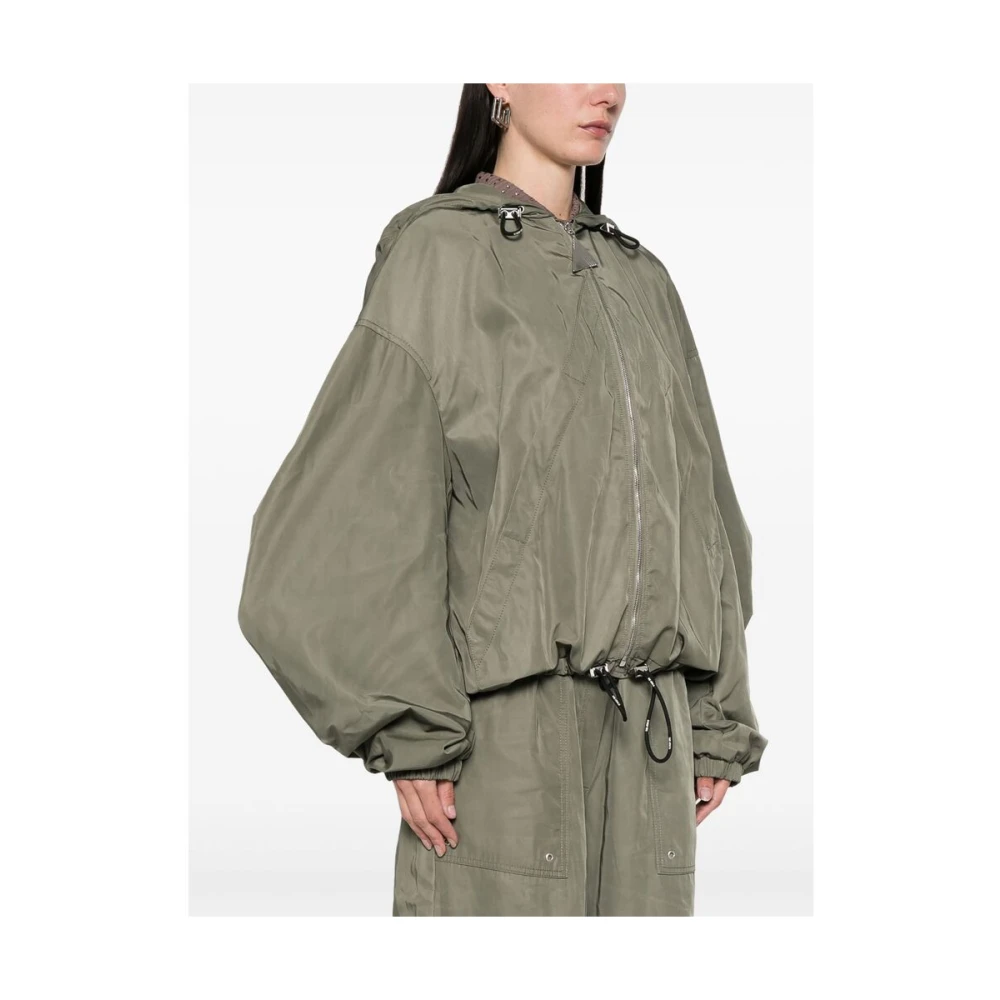 The Attico Olijfgroene Hoodie met Rits Green Dames