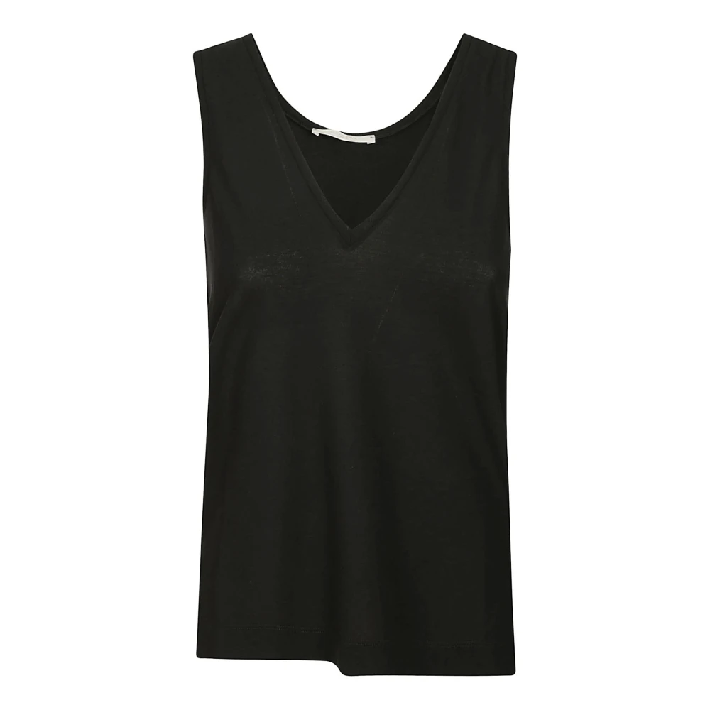 Zanone Zwart Katoen V-Hals Tank Top Black Dames