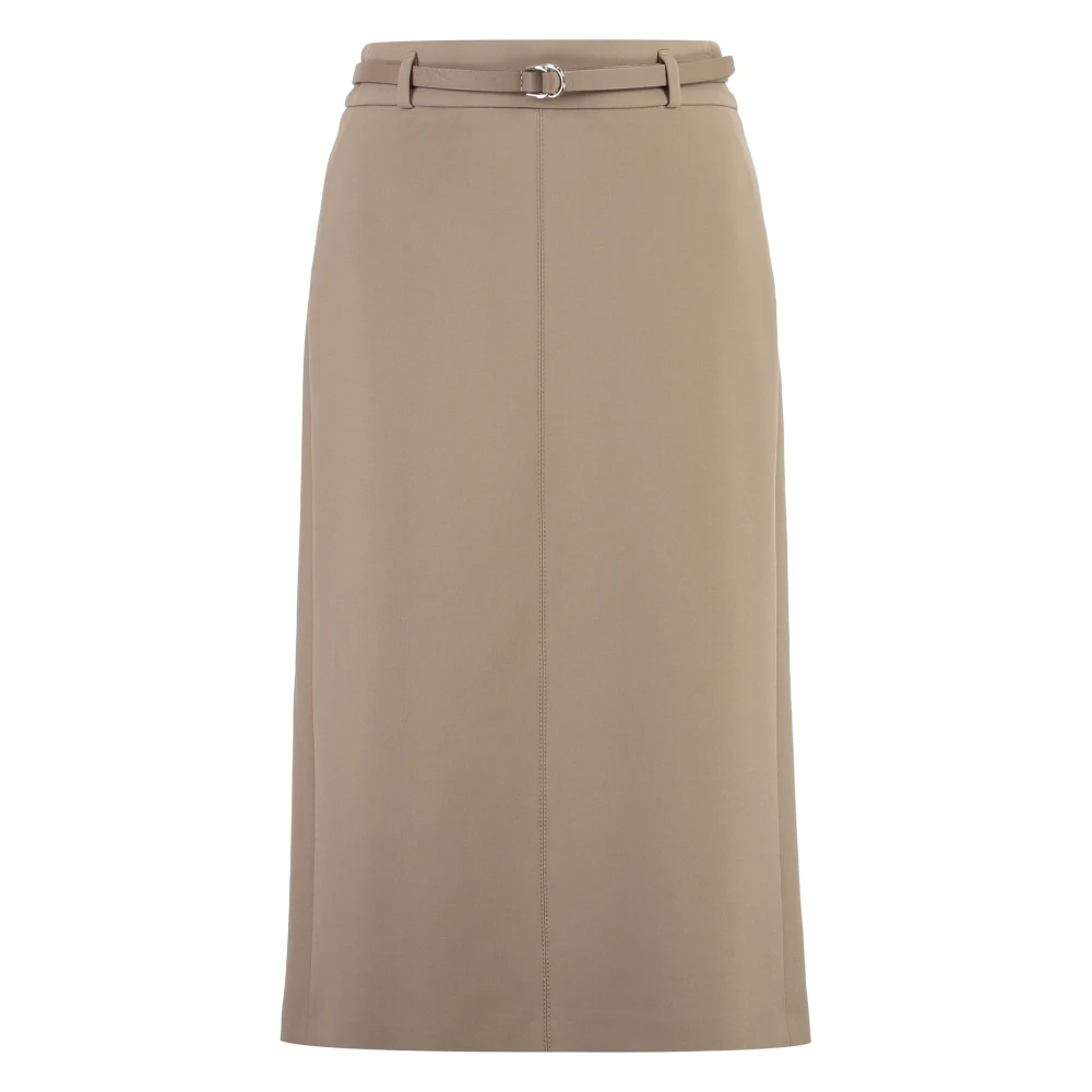 PESERICO Stretch kokerrok met split achter Beige Dames