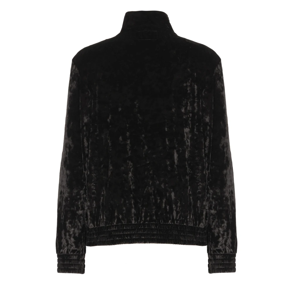 Saint Barth Zwart Velvet Sweatshirt Hoge Hals Rits Black Dames