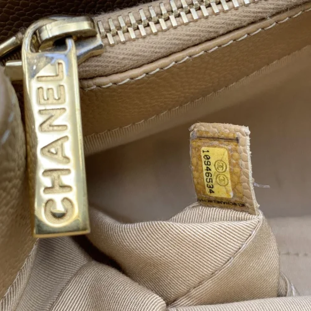 Chanel Vintage Pre-owned Leather totes Beige Dames