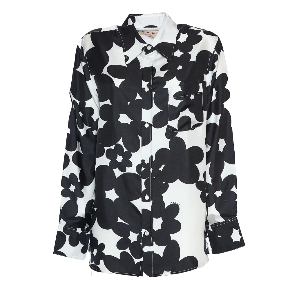 Marni Zwarte Zijden Shirt Verhoog Garderobe Black Dames