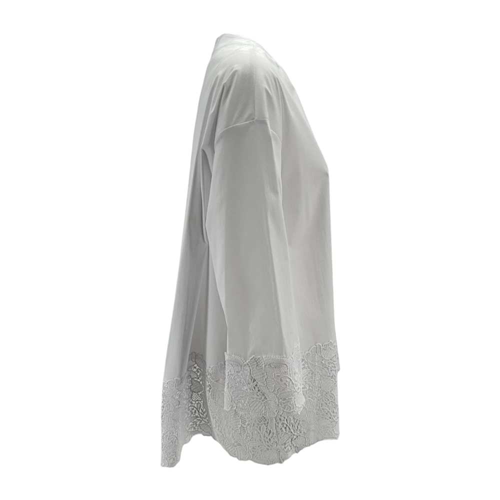 D.Exterior Witte Kant Koreaanse Stijl Overhemd White Dames