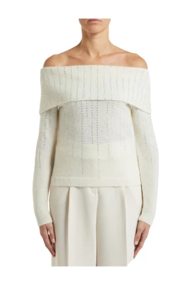 Sweater med båthals och utsmyckning