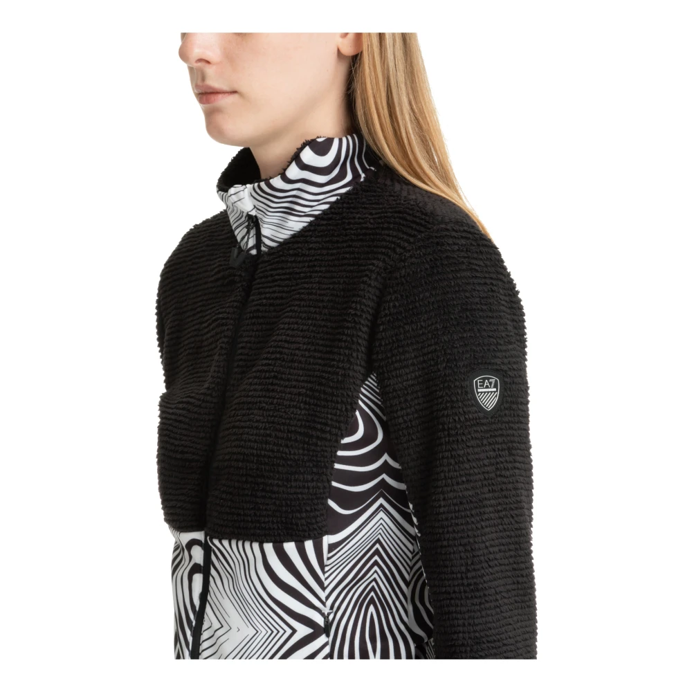 Emporio Armani EA7 Abstract Multicolor Rits-Sweatshirt Black Dames
