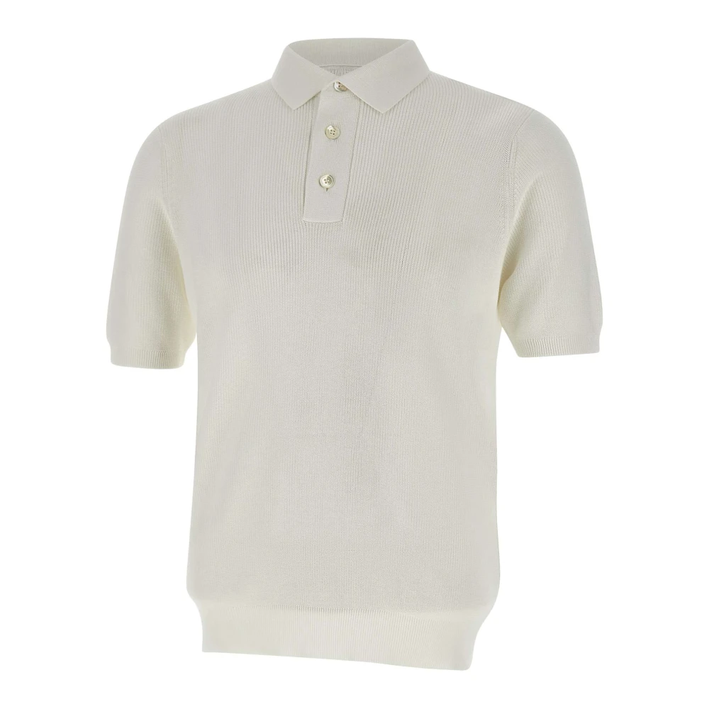 Filippo De Laurentiis Katoenen Crepe Poloshirt Wit White Heren