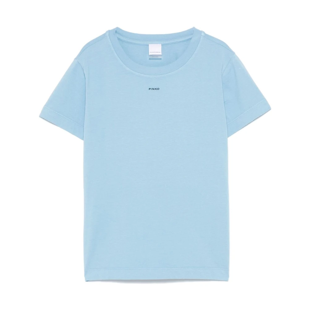 pinko Lichtblauwe Crew Neck T-shirts Blue Dames