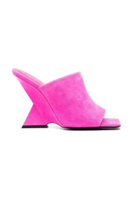 Fuchsia Square-Toe Mules