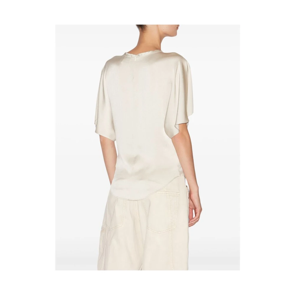 Isabel marant Elegant Satin Finish Scalloped Hem Dress Beige Dames