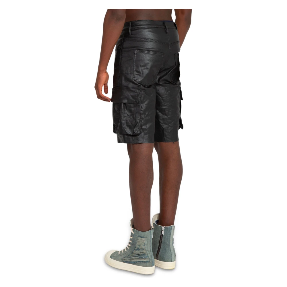 Purple Brand Zwarte High Shine Cargo Shorts Black Heren