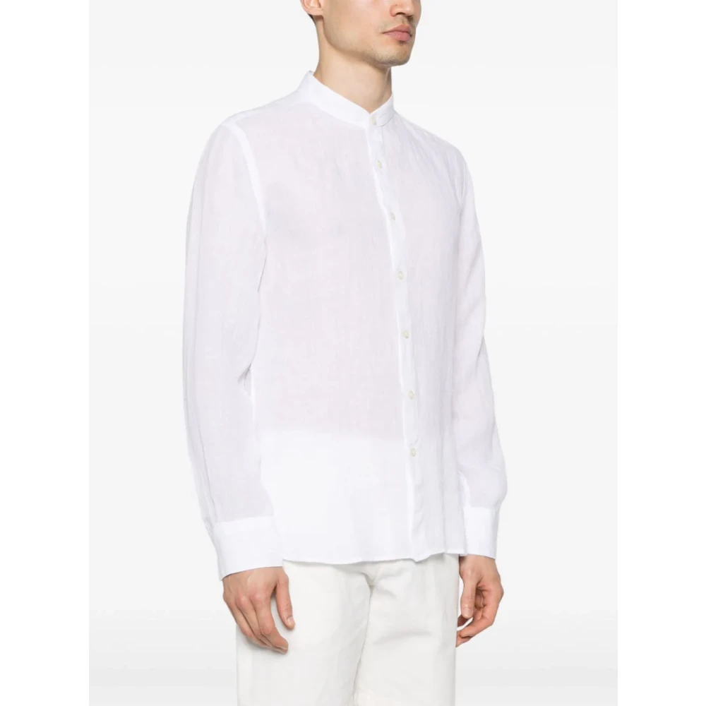120% lino Witte Linnen Overhemd Met Knopen White Heren