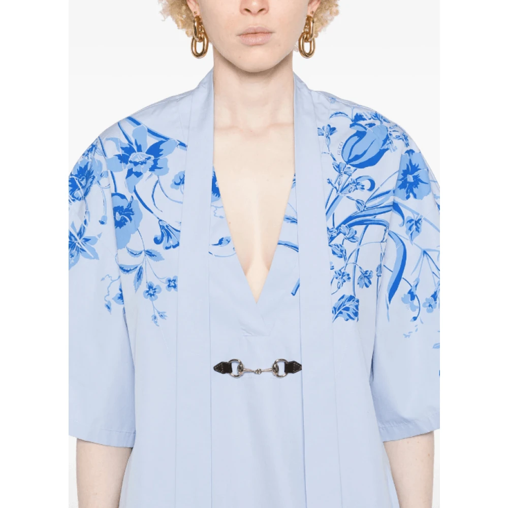 Gucci Fiori E Insetti Jurk Blue Dames