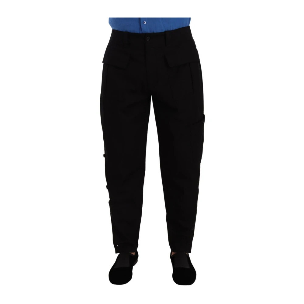 Dolce & Gabbana Men's Black Cotton Stretch Tapered Cargo Pants